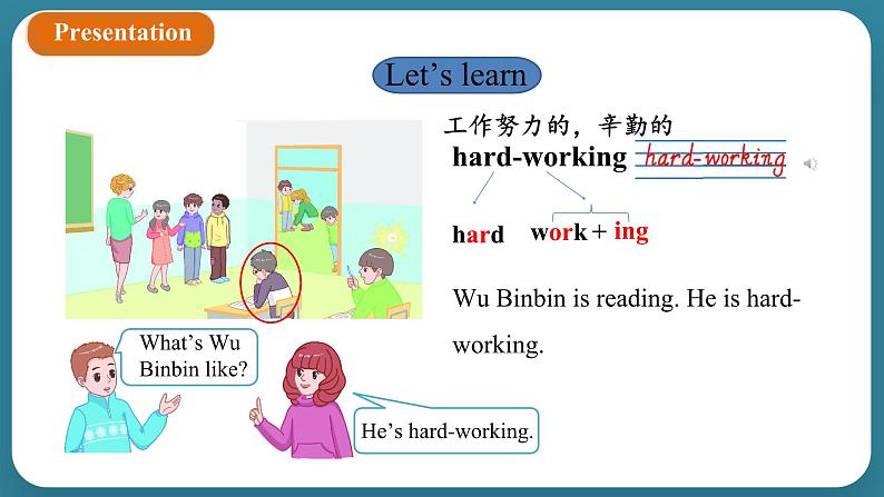 Unit 1 What’s he like Part B Let's learn & Match and say（课件）-2024-2025学年人教PEP版英语五年级上册第4页