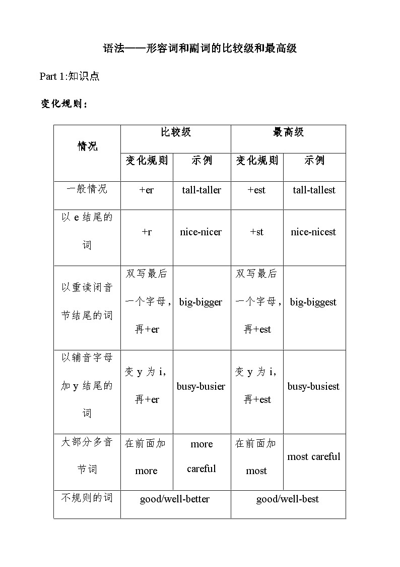 2023-2024学年小升初英语语法讲义17 形容词和副词的比较级和最高级 通用版（含答案）第1页