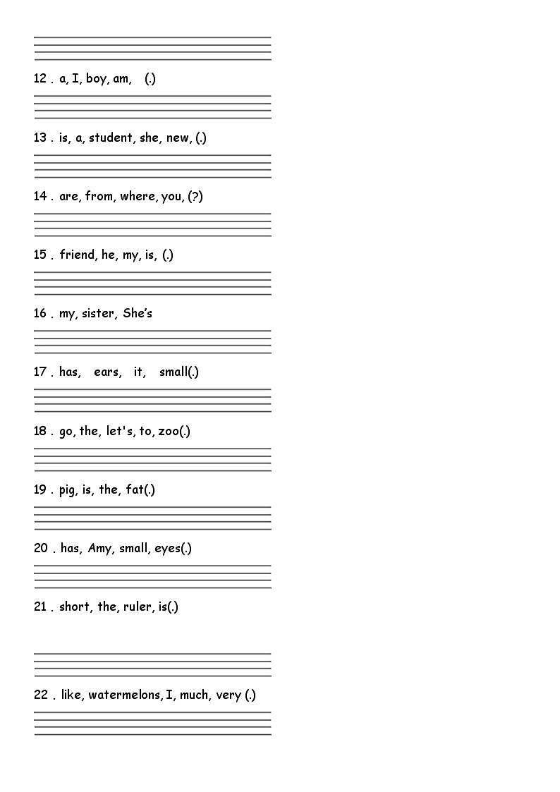 连词成句（试题）2023-2024学年人教PEP版英语三年级下册 专练02