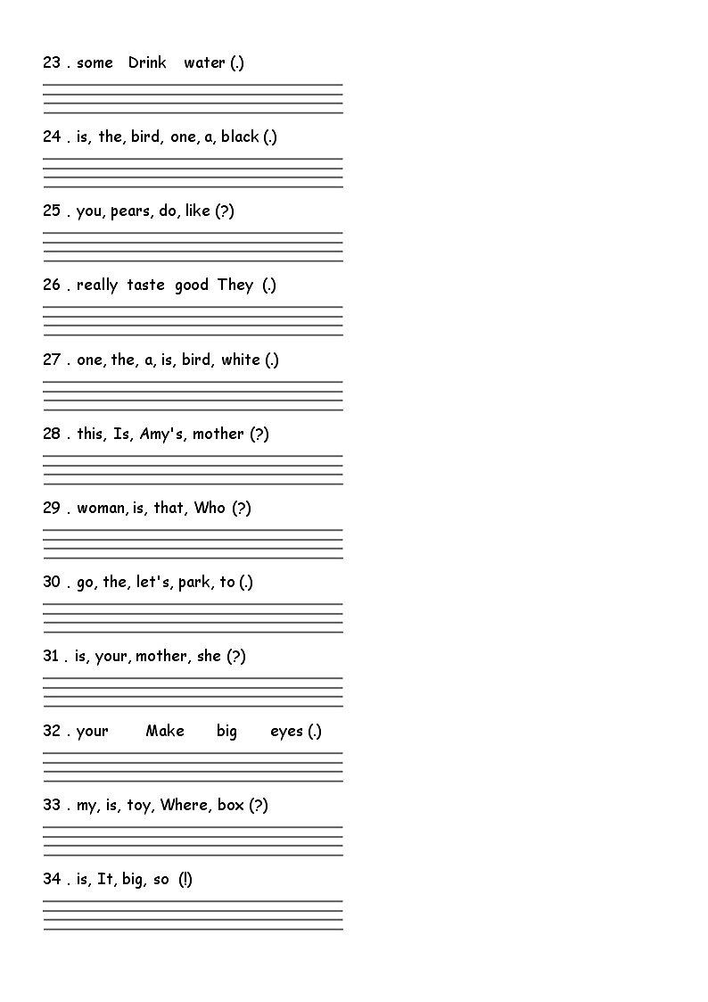 连词成句（试题）2023-2024学年人教PEP版英语三年级下册 专练03