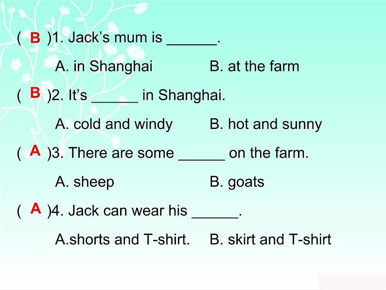 【期末复习】人教版PEP小学英语四年级下册习题课件-专项训练（四）阅读理解04