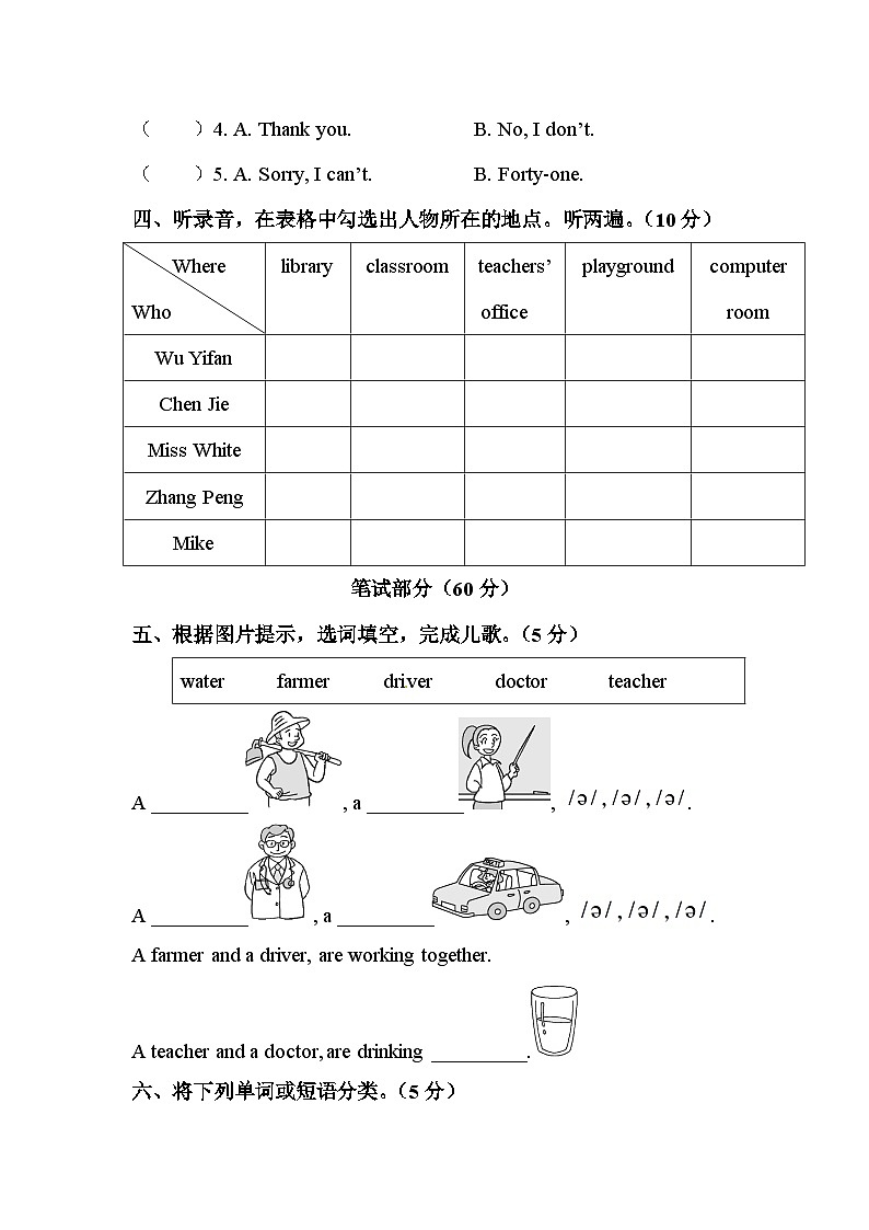 【期末复习】人教版PEP小学英语四年级下册试题-Unit1 my school 单元测试卷（含听力）.zip02