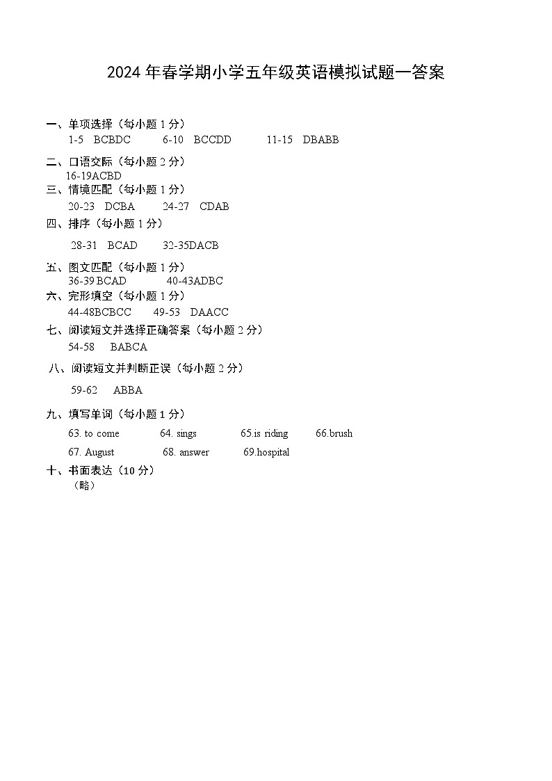 江苏省盐城市盐都区2023-2024学年五年级下学期6月期末英语试题01