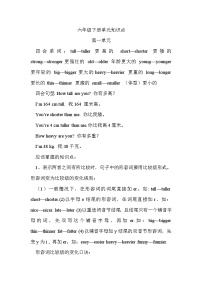 【期末复习】人教版PEP小学英语六年级下册Unit 1单元知识梳理（1）（讲义）