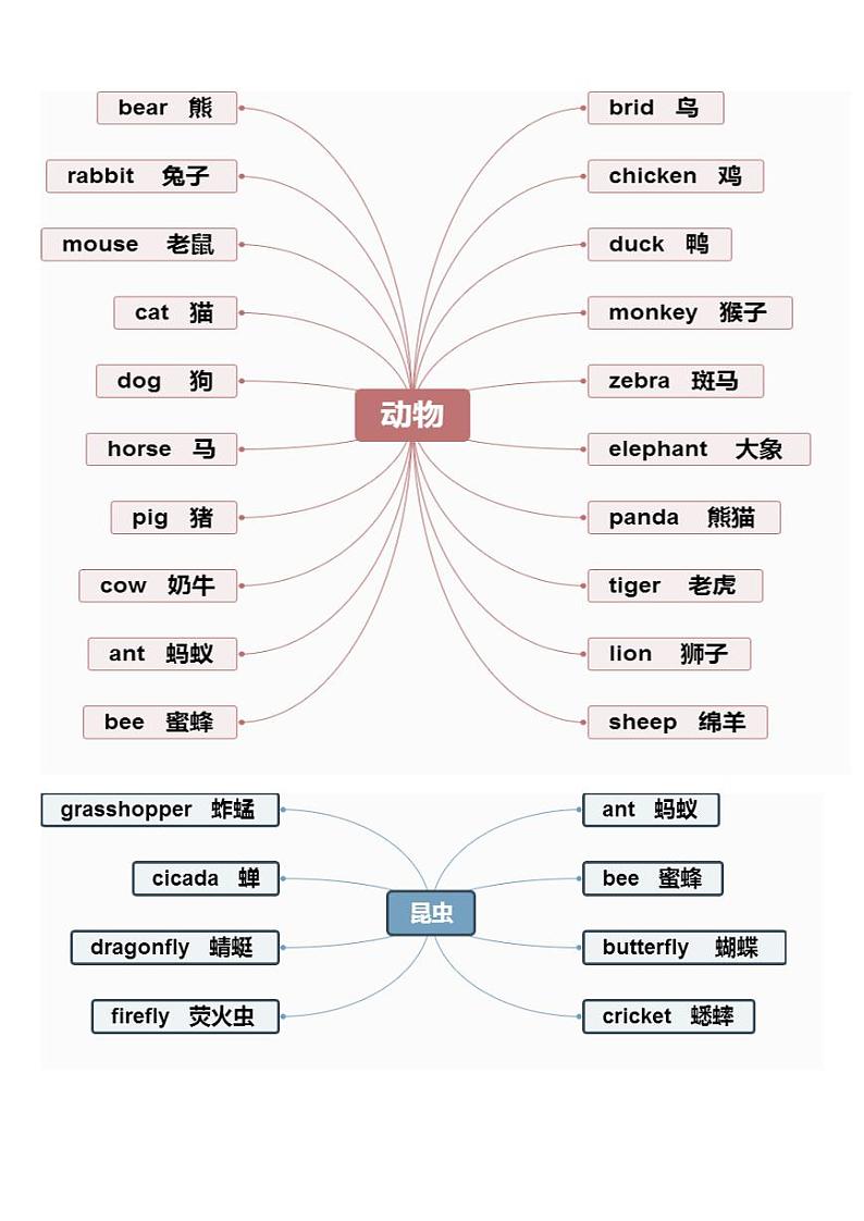 小学英语单词思维导图学案第1页