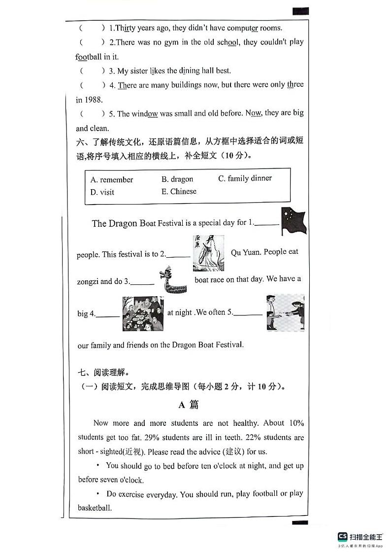 安徽省芜湖市无为市2023-2024学年六年级下学期6月期末考试英语试卷（PDF版，含听力，无答案）第3页