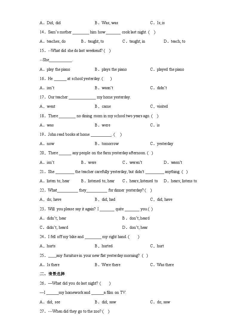 2024年小升初英语语法专项训练（译林三起）--一般过去时第2页