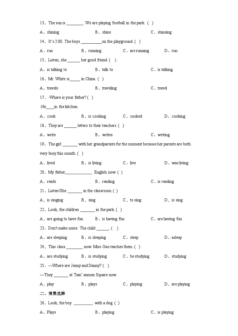 2024年小升初英语语法专项训练（译林三起）--现在进行时第2页