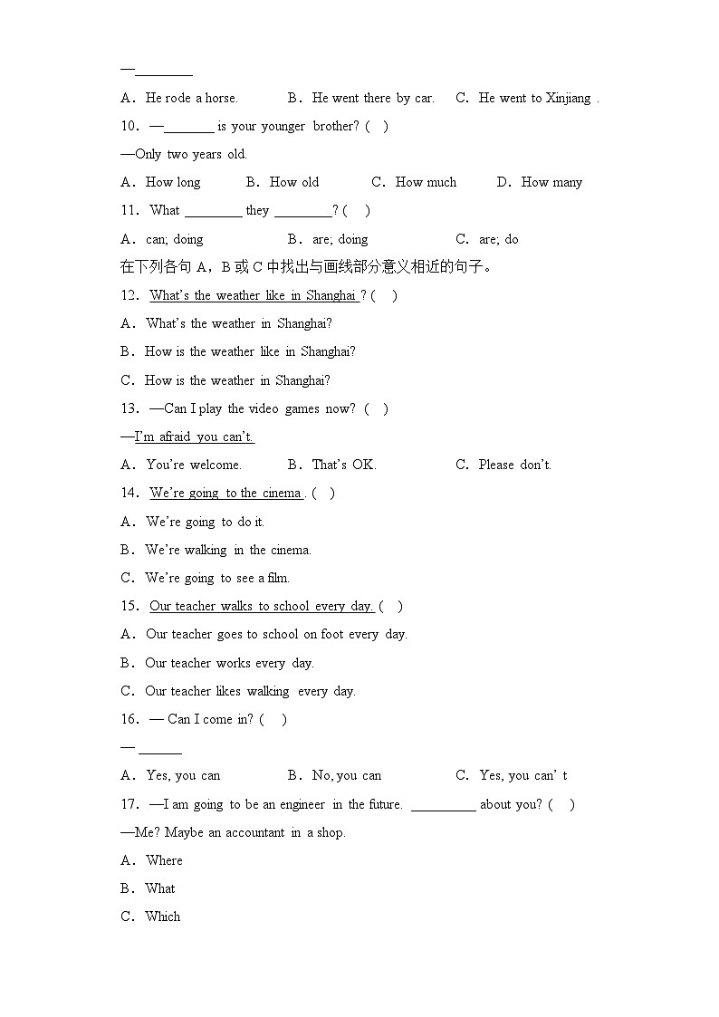 2024年小升初语法专项突破-- 疑问句 人教PEP版（含答案解析）02