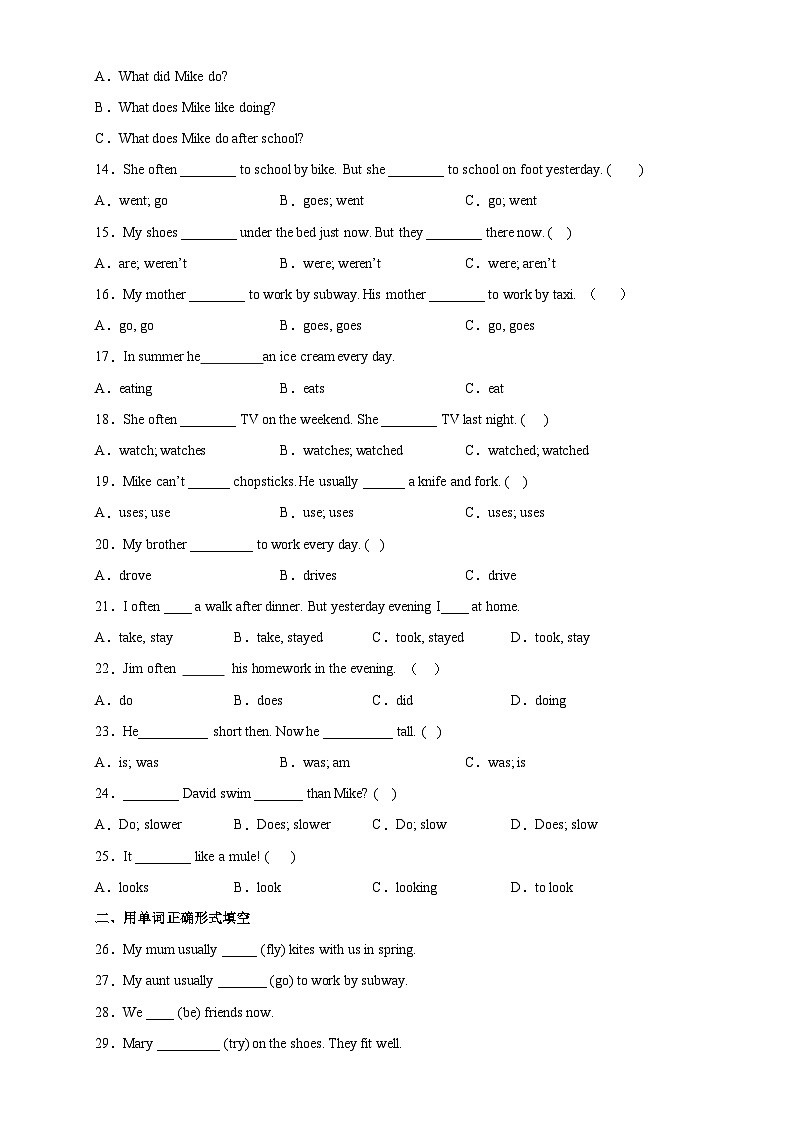 2024年小升初语法专项突破-- 一般现在时 人教PEP版（含答案解析）第2页