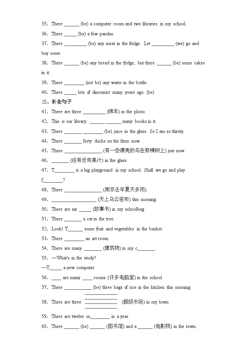 2024年小升初语法专项突破--there be句型 人教PEP版第3页