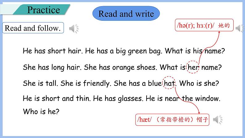 Unit 3 My friends Part B Read and write ~ Let's sing(课件）-2024-2025学年人教PEP版英语四年级上册06