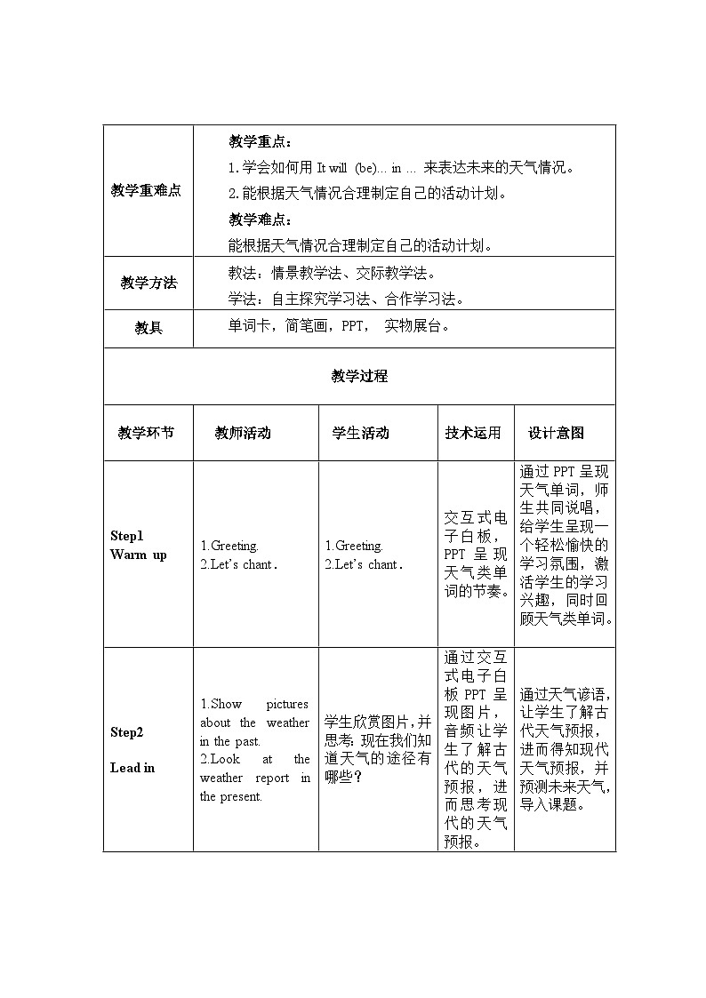 Module 2 Unit 2 It will snow in Harbin.（教学设计）-2023-2024学年外研版（三起）英语六年级下册02