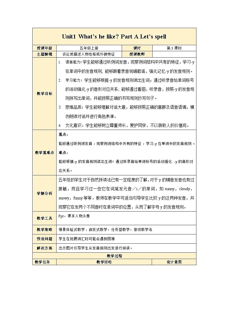 人教PEP版英语五年级上册 Unit 1 Part A Let's spell（教学课件+同步教案）01