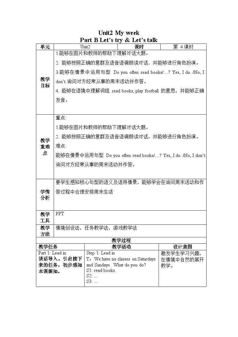 人教PEP版英语五年级上册 Unit 2 Part B Let's try & Let's talk（教学课件+同步教案）01
