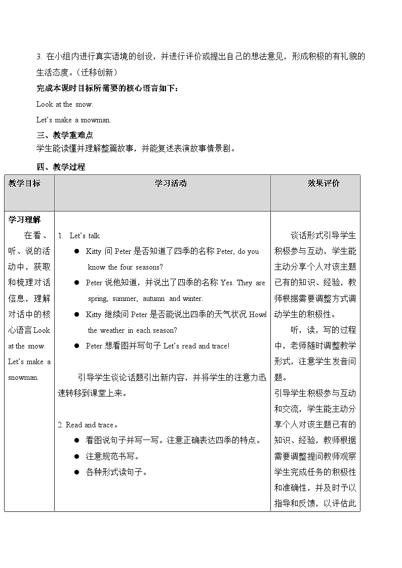 Module 4 Unit 12 The four seasons Period 3（教学设计）-2024-2025学年沪教牛津版（深圳用）英语三年级上册02