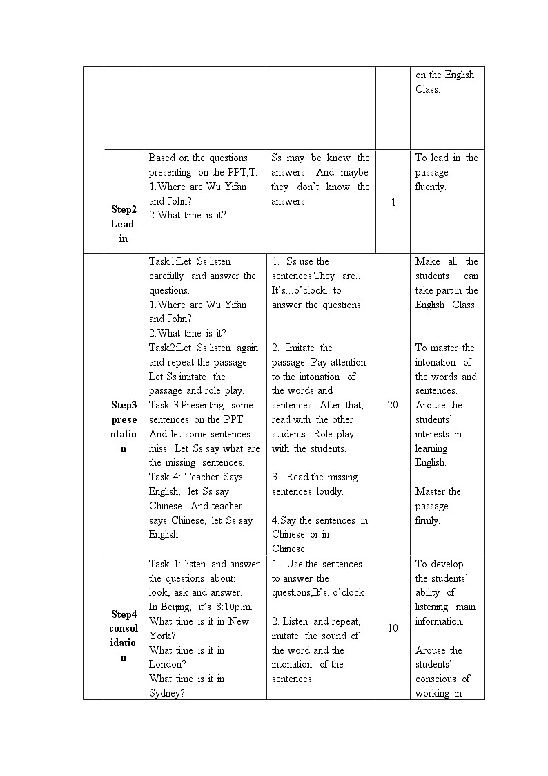 Unit 2 What time is it Period 2 Part A Let's talk 导学案02