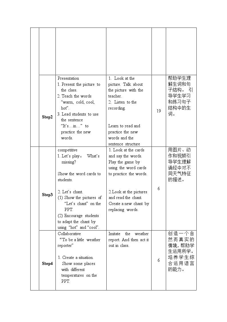 Unit 3 Weather Period 1 Part A Let’s learn & Let’s chant 导学案02