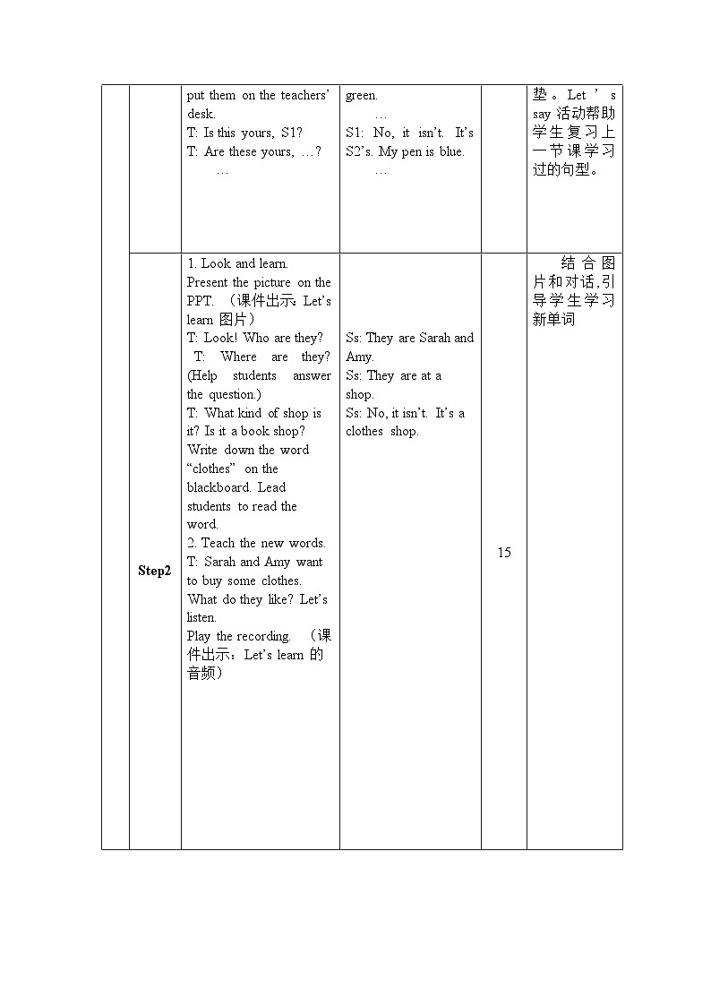 Unit 5 My clothes Period 1 Let’s learn & Let’ do 导学案02