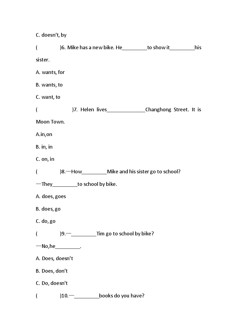 Unit 2 How do you come to school同步练习（ 含答案）02