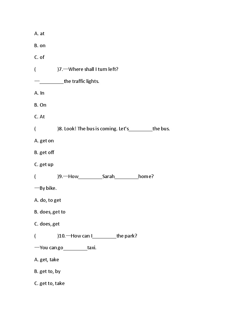 Unit 3 Asking the way同步练习（含答案）03