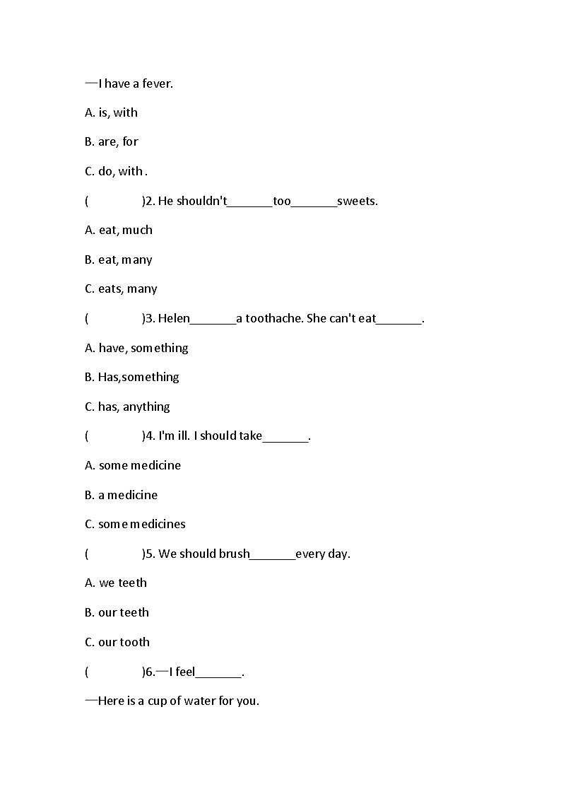 Unit 4 Seeing the doctor 同步练习 （含答案）第2页