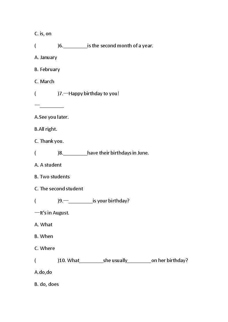 Unit 8 Birthday 同步练习（含答案）02