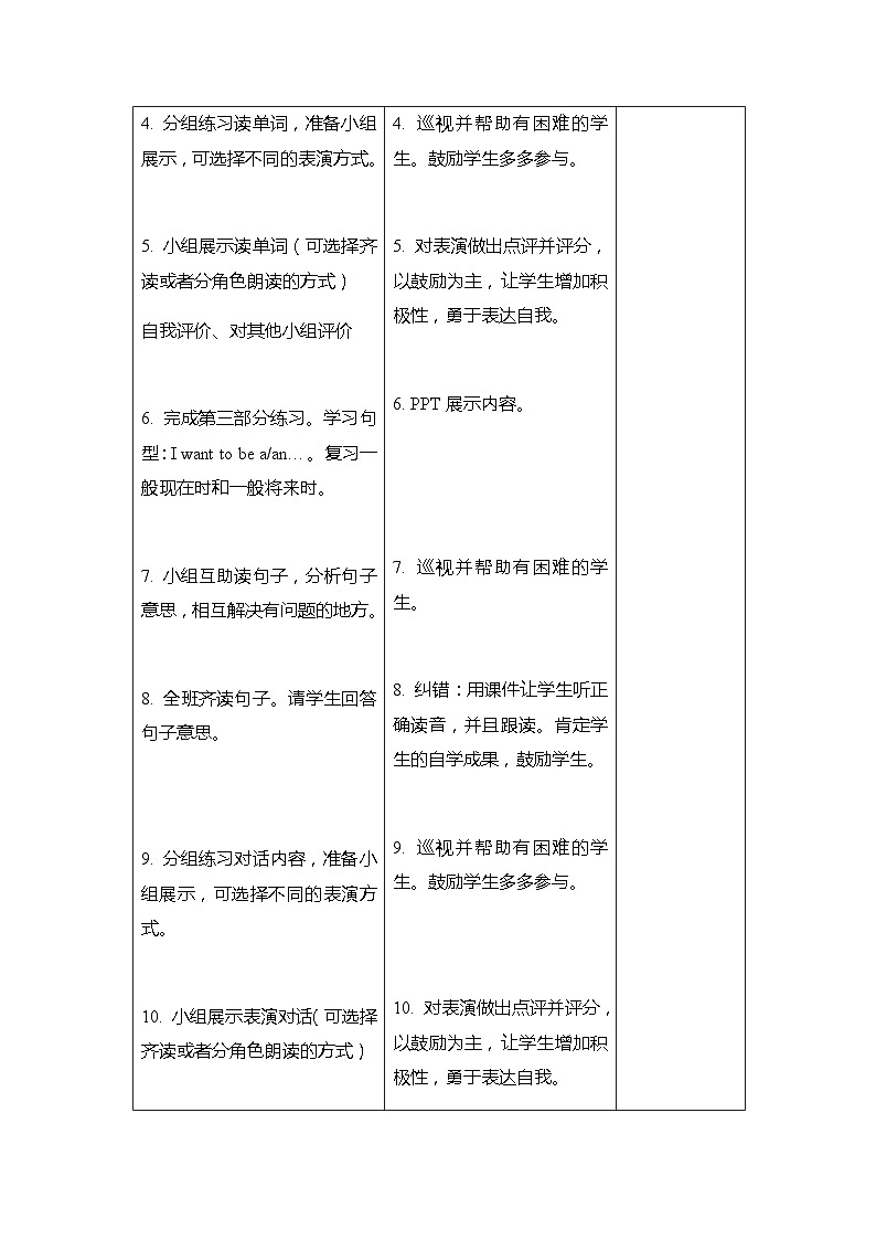 Unit 5 Our dreams Lesson 2 大单元表格式教案02