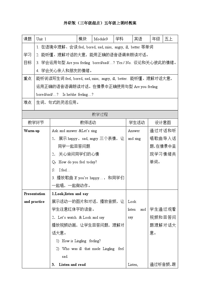 Module9 Unit1 Are you feeling bored 课件＋教案＋练习01