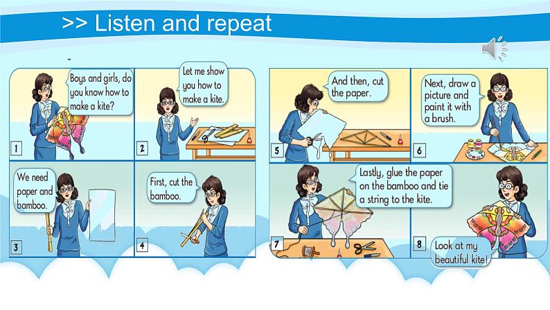 Unit 3 Let's make a kite. period 3 D部分（课件）-2024-2025学年湘少版（三起）英语五年级下册03