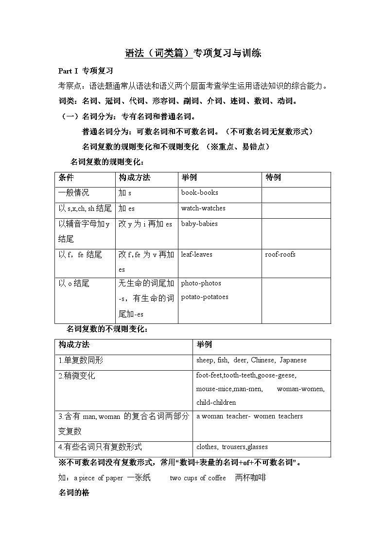 暑假五升六英语 专项练习--语法(词类篇)（教科版广州）（含答案）第1页