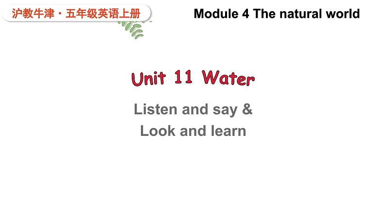 Module 4 The natural world Unit 11 Water 第1课时（课件+素材）2024--2025学年 牛津上海版（三起）英语五年级上册01