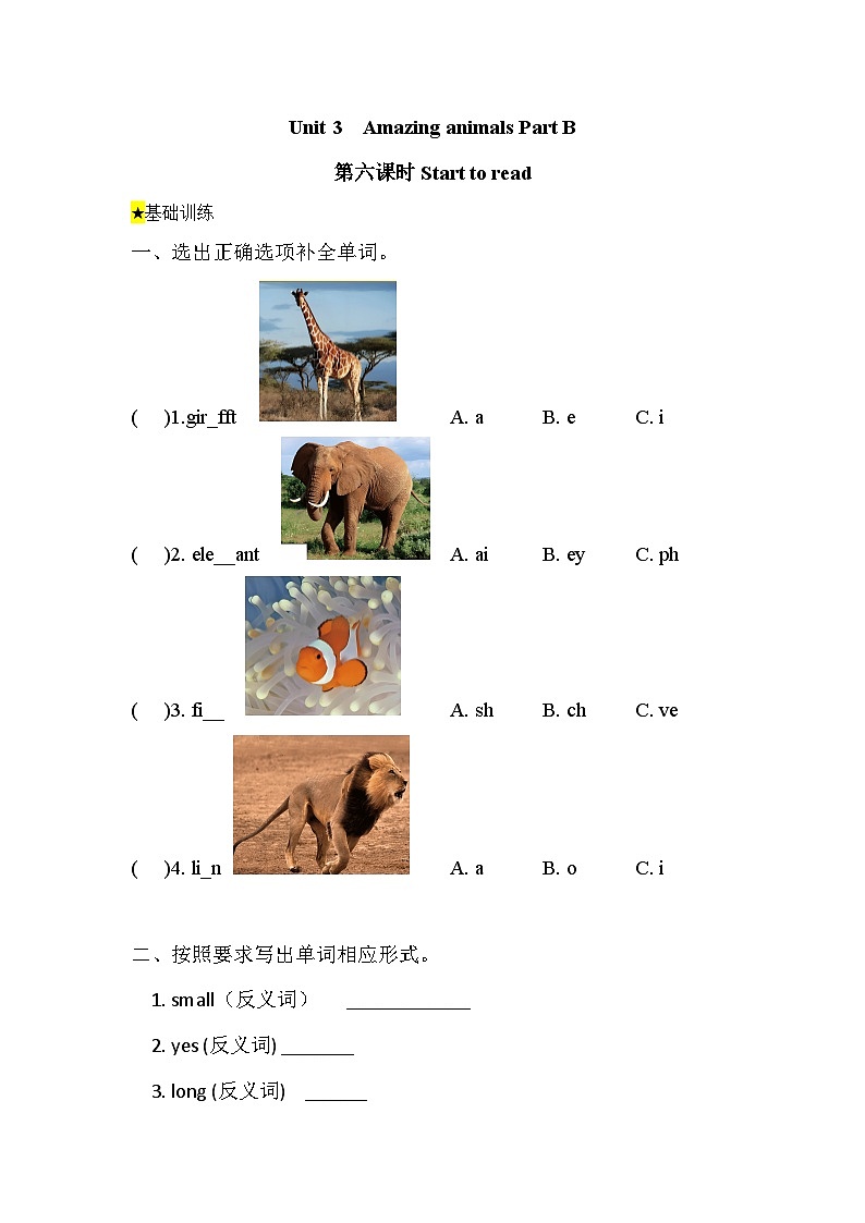 【核心素养】人教版英语三年级上册-U3 Part B Start to read（课件+教案+习题）01