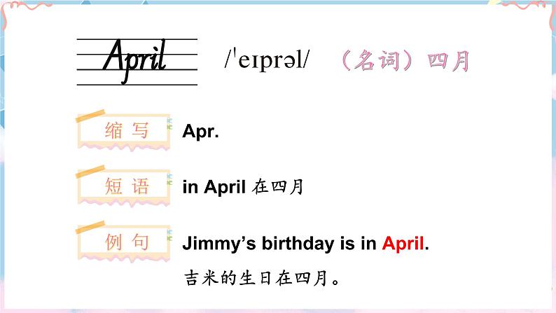 Unit 1 When is your birthday 单词解读（课件）-2024-2025学年Join in 外研剑桥英语四年级上册02