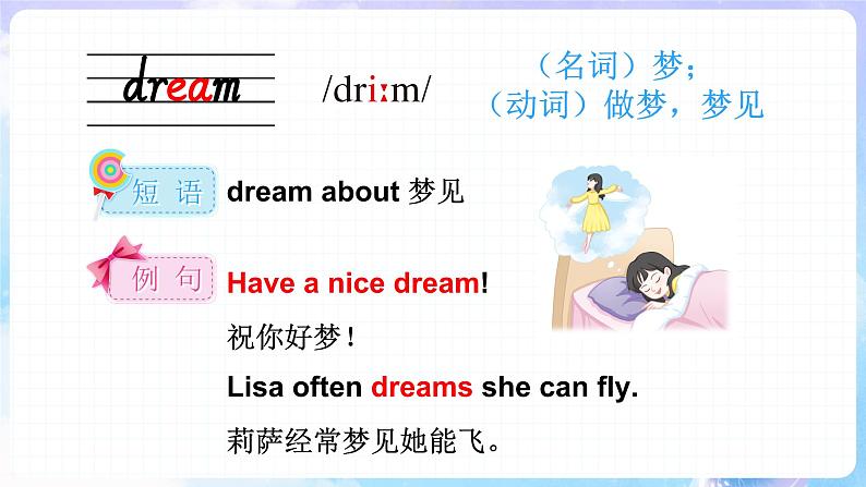 Unit 6 Dreams  单词解读（课件）-2024-2025学年Join in 外研剑桥英语五年级上册07