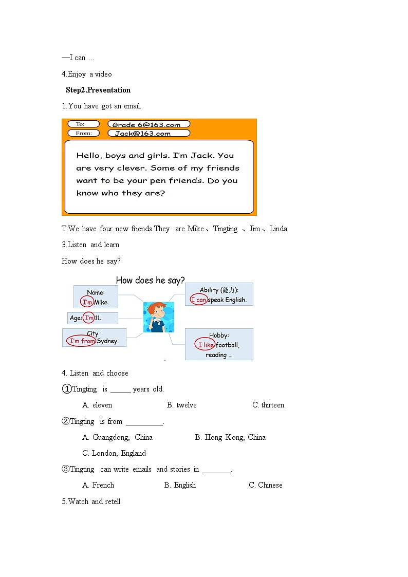 【核心素养】外研版英语六年级上册 Module 5 Unit 1 Can you be my Chinese pen friend 同步课件+同步练习+同步教案02