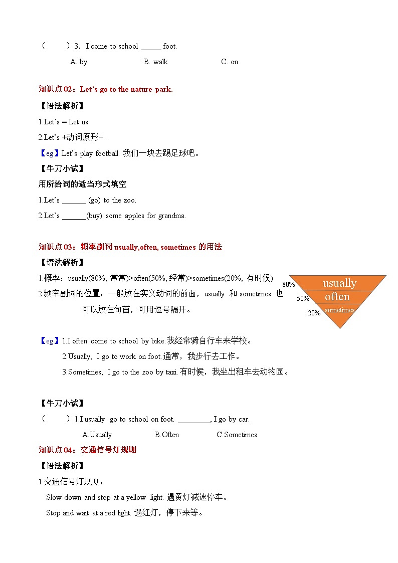 【核心素养】人教PEP版英语六年级上册 Unit 2 知识清单+复习课件03