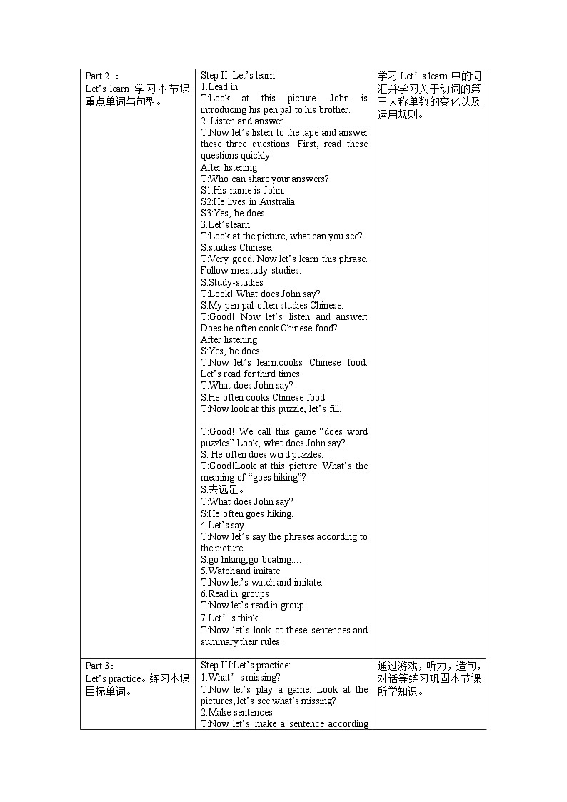 【核心素养】人教PEP版英语六年级上册 Unit 4（第3课时） Part B Let's learn&Listen match and say 教学课件+同步教案+同步练习+任务单+同步教案02