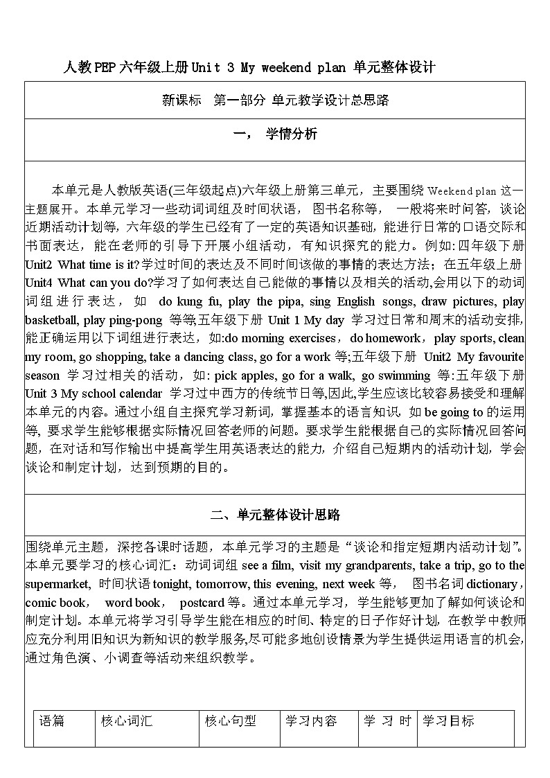 【核心素养新课标】Unit 3 My weekend plan PB let's learn课件＋单元教案＋素材01