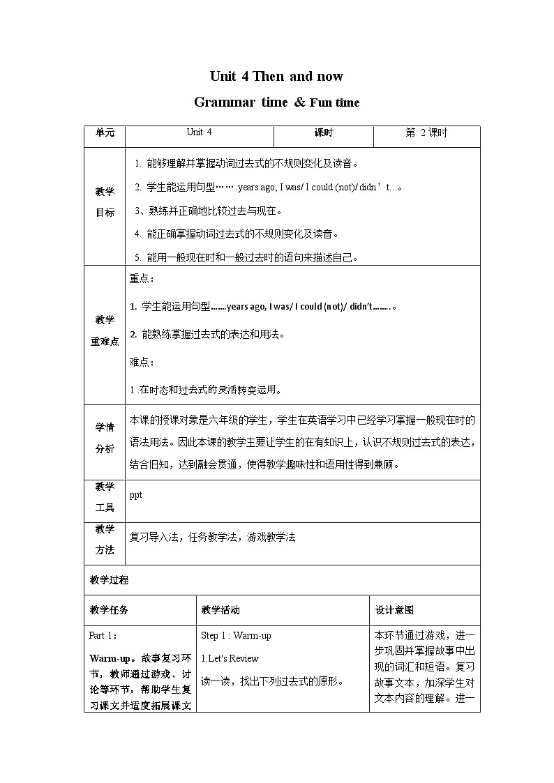 【核心素养】译林版英语六年级上册 Unit4（第2课时） Fun time&Grammar time(教学课件+同步教案)01