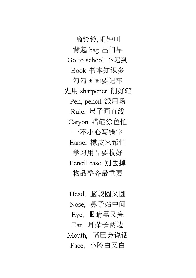 人教版小学6年全部英语知识顺口溜，学案02