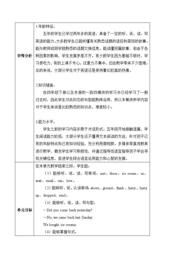 外研版英语五年级上册 Module 1 Unit 1《 Did you come back yesterday？》课件+单元整体教学设计03