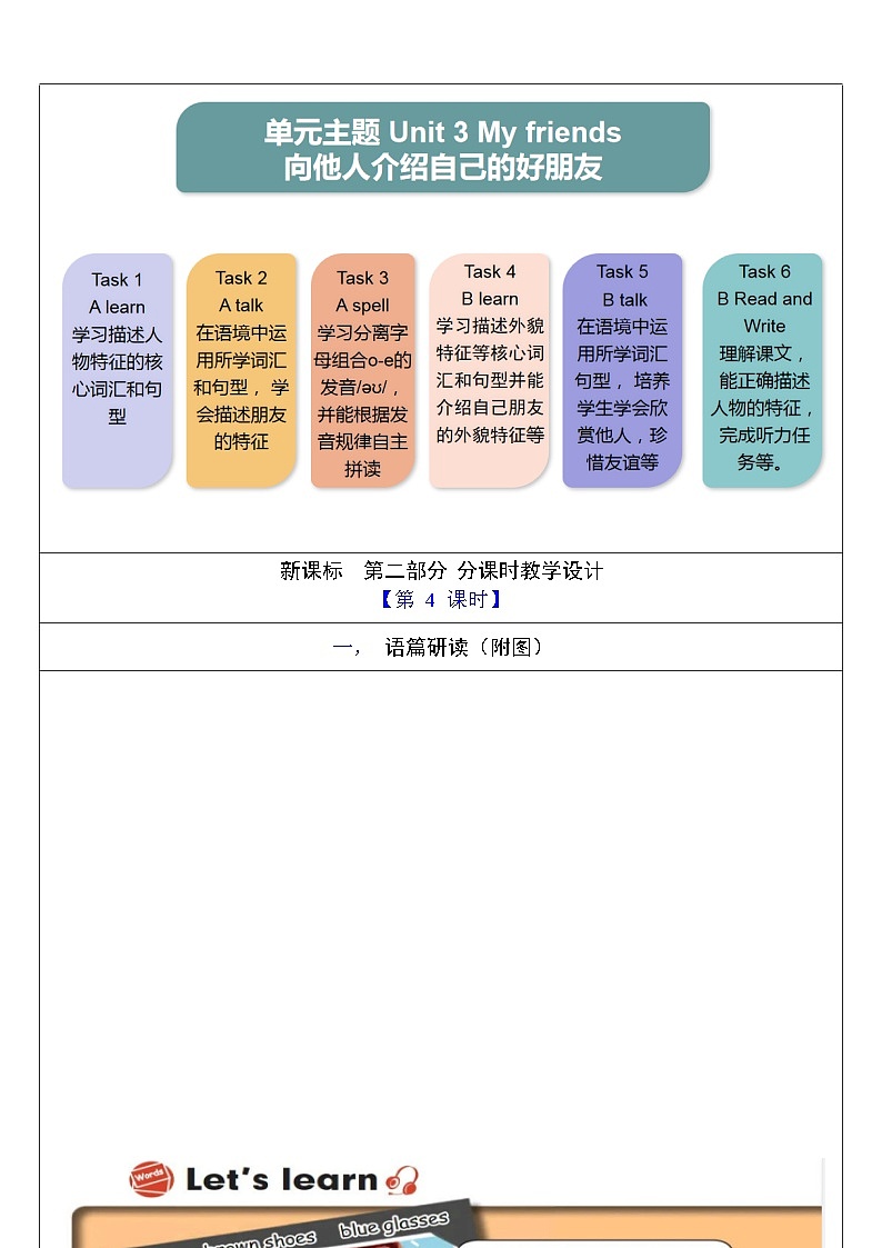 人教版英语四年级上册Unit 3 《My friends PB Let's learn》课件+单元整体教案+动画素材03