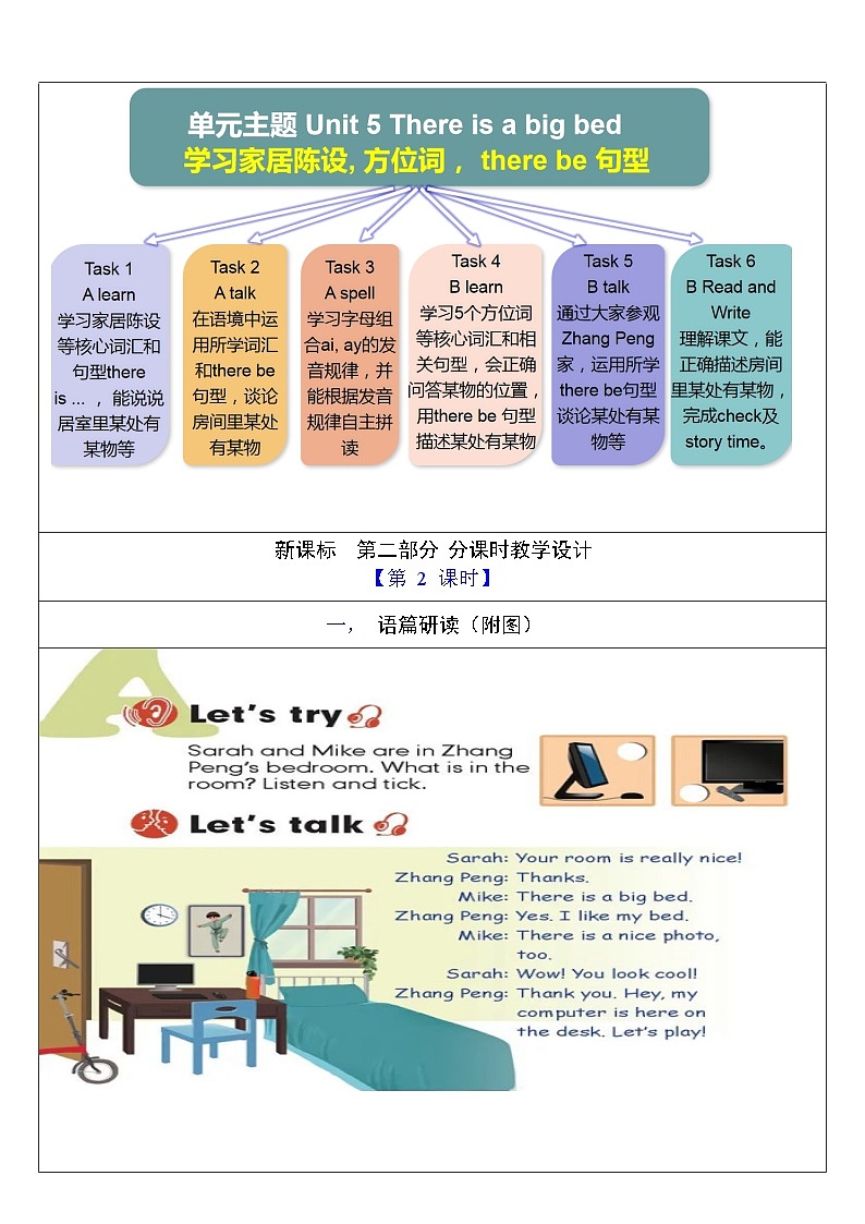 人教版英语五年级上册Unit 5《 There is a big bed PA Let's talk》课件+单元整体教案+动画素材03