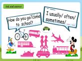人教版英语六上Unit 2《 Ways to go to school PB Let's learn 》课件+教案+动画素材