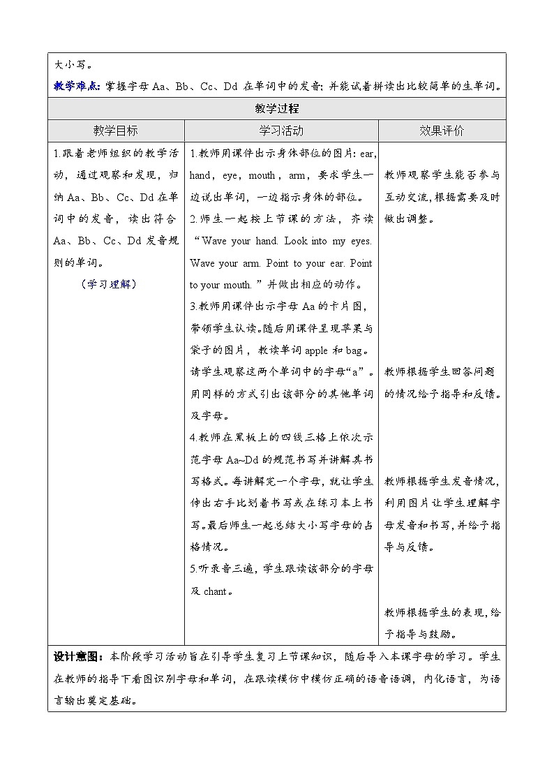 Unit 1 Making friends  第三课时Part A (Letters and sounds)（教案）-2024-2025学年人教PEP版（2024）英语三年级上册第2页