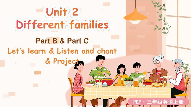 Unit 2 Different families 第5课时 Part B Let's learn, Listen and chant & C Project（课件+教案）-2024-2025学年人教PEP版（2024）英语三年级上册01