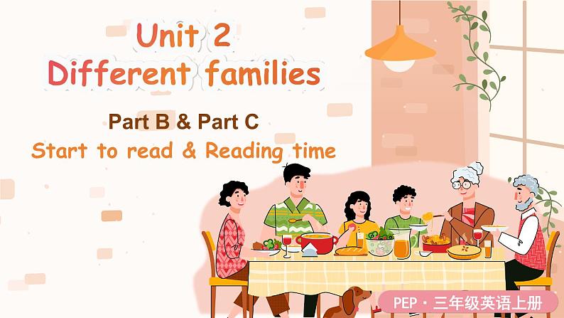 Unit 2 Different families 第6课时 Part B Start to read & C Reading time（课件+教案）-2024-2025学年人教PEP版（2024）英语三年级上册01