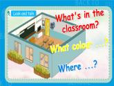 四上Unit 1 My classroom P8 let's talk课件+单元整体較案+动画素材