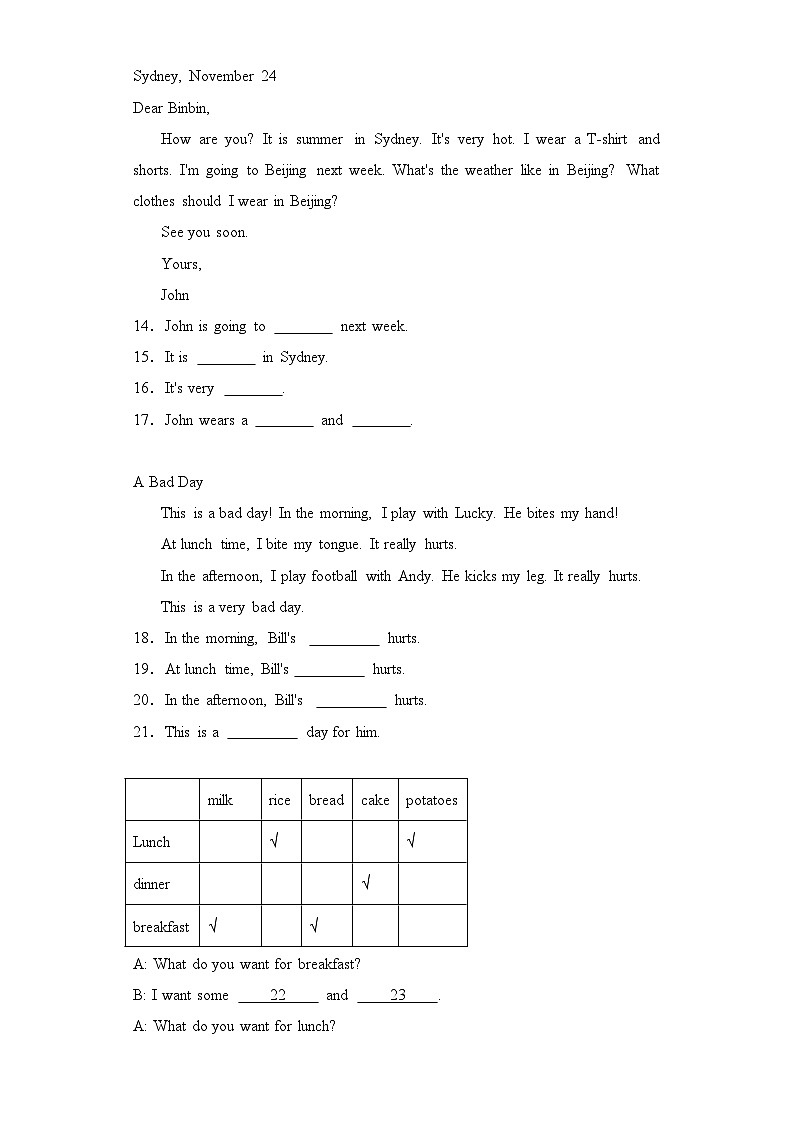 专题08+阅读理解--2024-2025学年三年级英语上册期末专项复习（+人教新起点）02